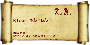 Kleer Máté névjegykártya